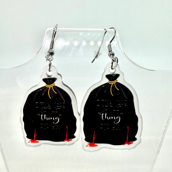 Murder Trash Earrings - Halloween Earrings - Funny Earrings - Attitude Accessory - Picture 1 of 9